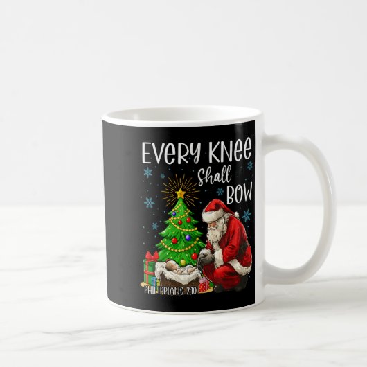 Every Knee Shall Bow Santa Christmas Nativity Scen Kaffeetasse (Rechts)