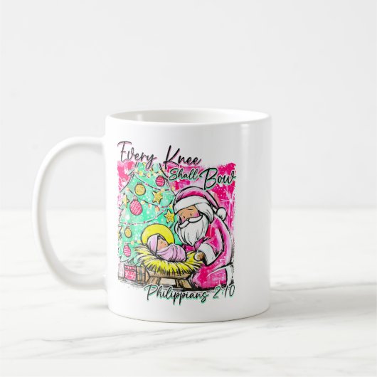 Every Knee Shall Bow Santa Christmas Nativity Scen Kaffeetasse (Links)
