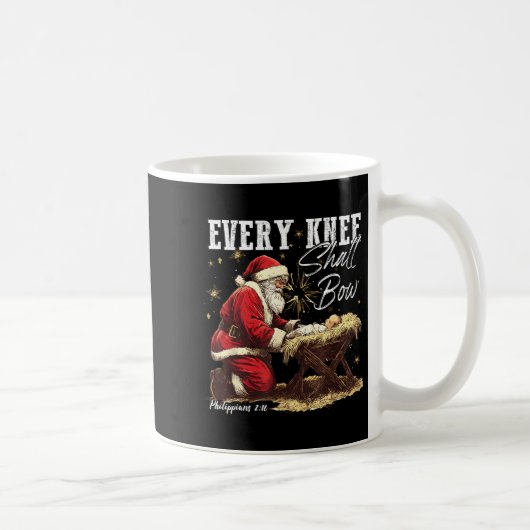 Every Knee Shall Bow Santa Christmas Nativity Scen Kaffeetasse (Rechts)