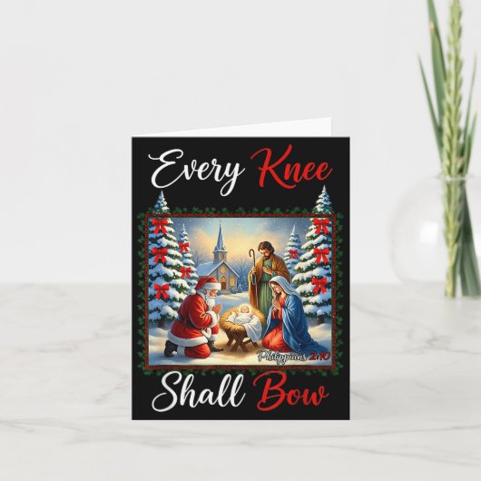 Every Knee Shall Bow Santa Christmas Nativity Scen Karte (Vorderseite)