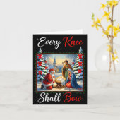 Every Knee Shall Bow Santa Christmas Nativity Scen Karte (Gelbe Blume)