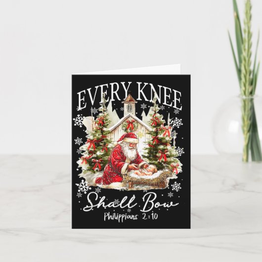 Every Knee Shall Bow Santa Christmas Nativity Scen Karte (Vorderseite)