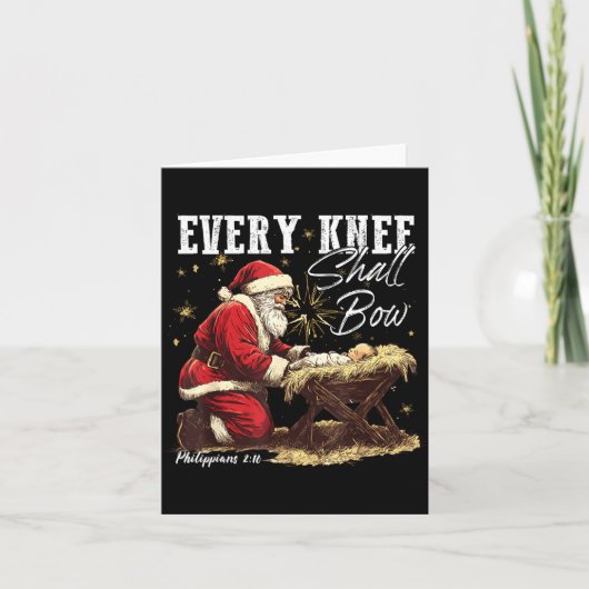 Every Knee Shall Bow Santa Christmas Nativity Scen Karte (Vorderseite)