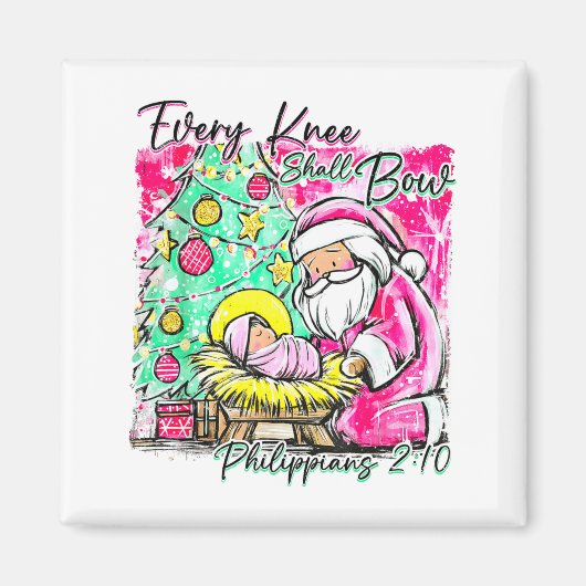 Every Knee Shall Bow Santa Christmas Nativity Scen Magnet (Vorne)