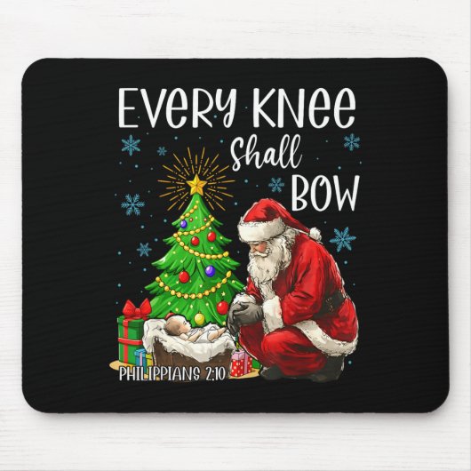 Every Knee Shall Bow Santa Christmas Nativity Scen Mousepad (Vorne)