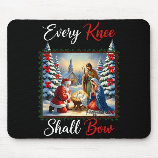 Every Knee Shall Bow Santa Christmas Nativity Scen Mousepad (Vorne)