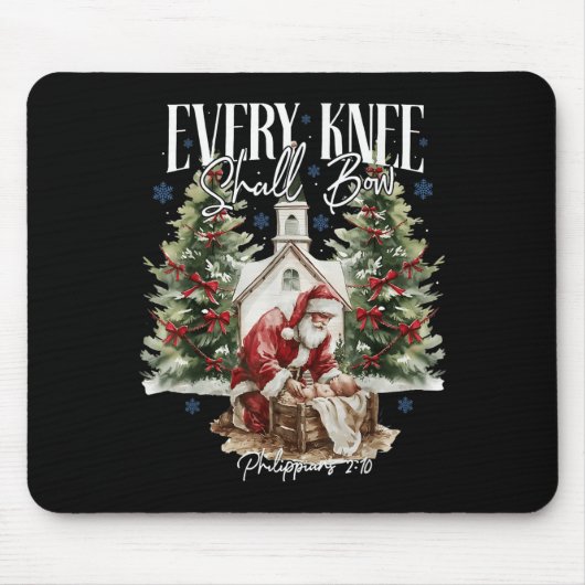 Every Knee Shall Bow Santa Christmas Nativity Scen Mousepad (Vorne)