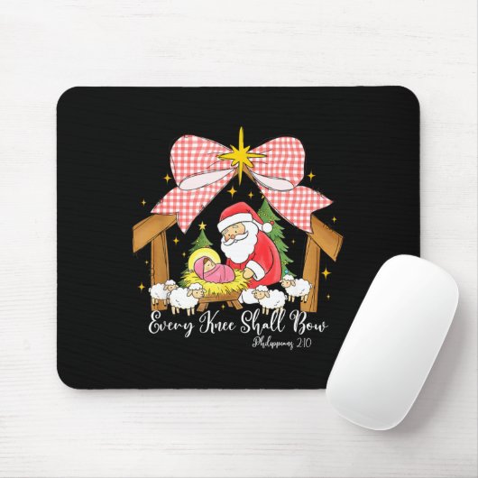 Every Knee Shall Bow Santa Christmas Nativity Scen Mousepad (Mit Mouse)