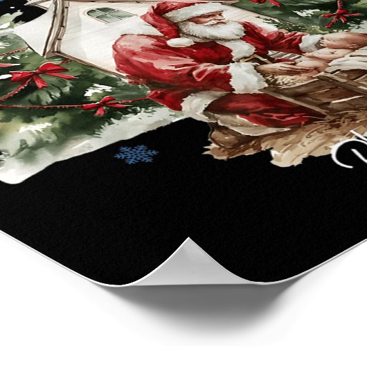 Every Knee Shall Bow Santa Christmas Nativity Scen Poster (Ecke)