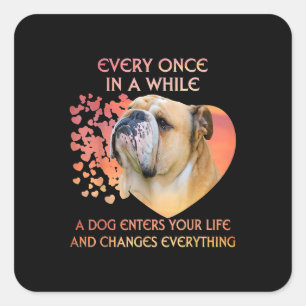 Every Once in a While Dog Enters Your Life Bulldog Quadratischer Aufkleber