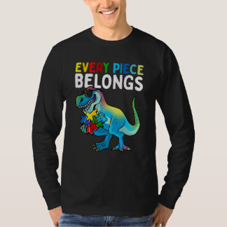 Every Piece Belongs Dinosaur Autism Awareness Puzz T-Shirt