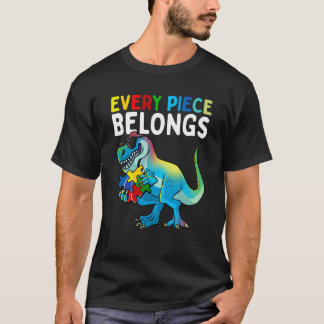 Every Piece Belongs Dinosaur Autism Awareness Puzz T-Shirt