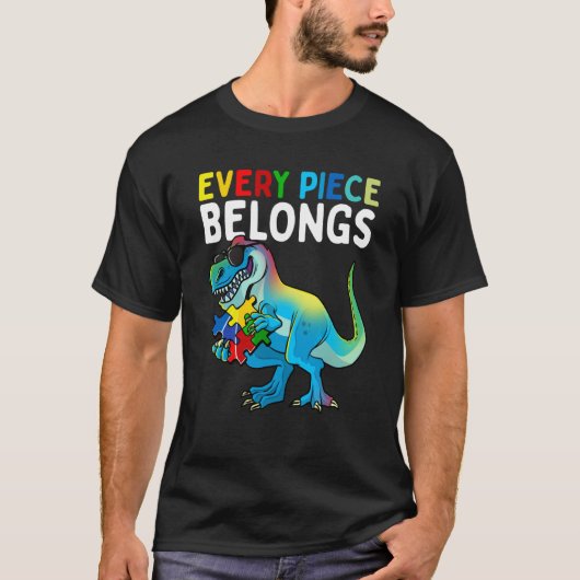Every Piece Belongs Dinosaur Autism Awareness Puzz T-Shirt (Vorderseite)