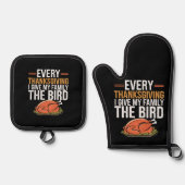 Every Thanksgiving I Give My Family The Bird Ofenhandschuh & Topflappen-Set (Vorderseite)