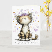 Every Tough Day Defeated, Encouragement Cute Cat Karte (Gelbe Blume)