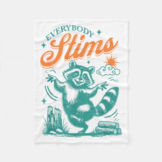 Everybody Stims Racoon Funny Design Fleecedecke (Vorderseite)