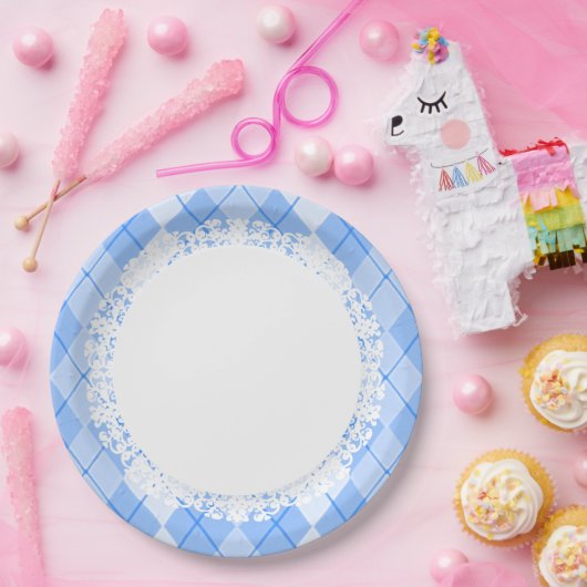Everyday_Dinner_Paper-Plates (c) Lace-Blue_Argyle Pappteller (Party)