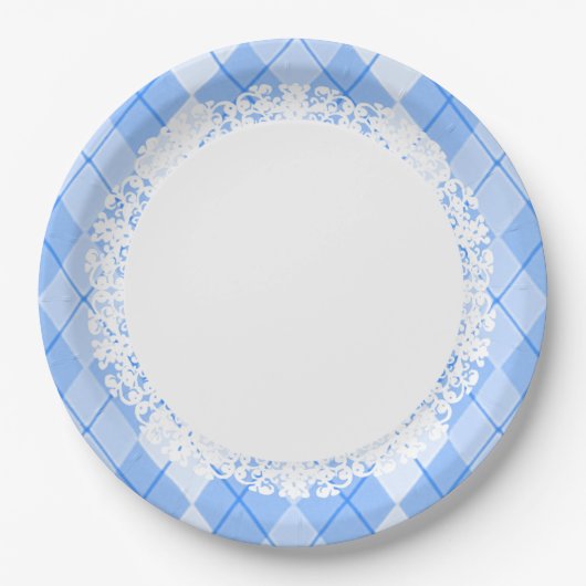 Everyday_Dinner_Paper-Plates (c) Lace-Blue_Argyle Pappteller (Vorderseite)