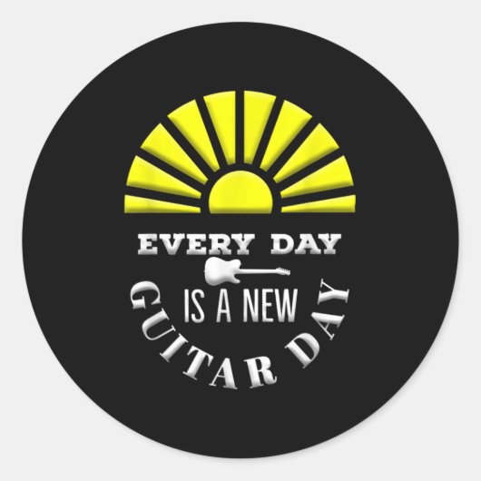 Everyday Is A New Guitar Day Funny Quote Guitarist Runder Aufkleber (Vorderseite)