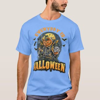 Everyday Is Halloween Horror Pumpkin Skeleton Png  T-Shirt