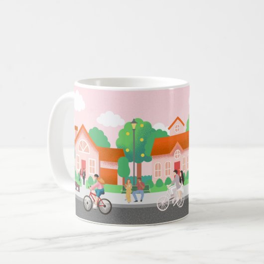 Everyday Love in a Cozy Neighborhood – Illustratio Kaffeetasse (Vorderseite Links)