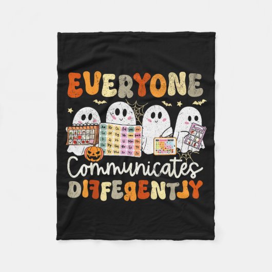 Everyone Communicates Differently Halloween Slp Sp Fleecedecke (Vorderseite)