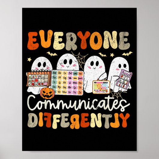 Everyone Communicates Differently Halloween Slp Sp Poster (Vorne)