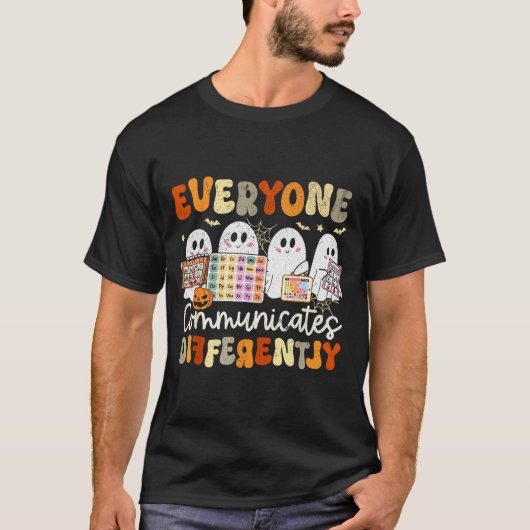 Everyone Communicates Differently Halloween Slp Sp T-Shirt (Vorderseite)