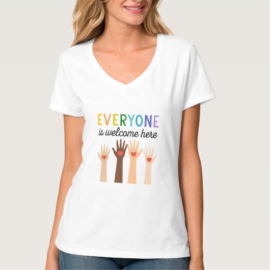 Everyone Is Welcome Here – Diversity & Inclusion T-Shirt (Vorderseite)