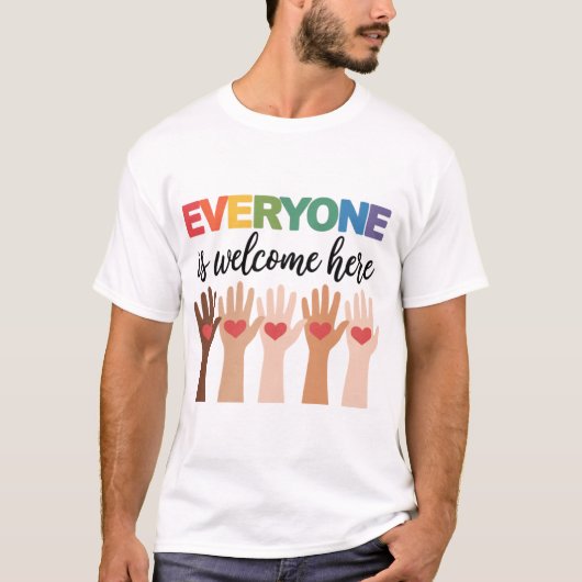 Everyone Is Welcome Here Idaho Teacher T-Shirt (Vorderseite)