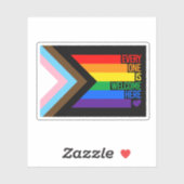 Everyone is Welcome Here (Progress Pride) Flag Aufkleber (Blatt)