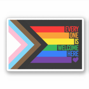 Everyone is Welcome Here (Progress Pride) Flag Aufkleber