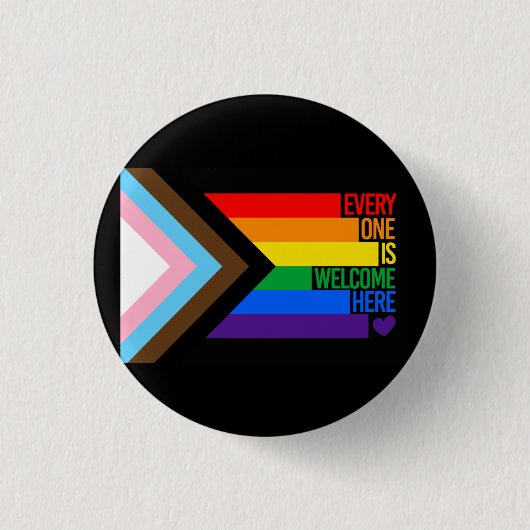 Everyone is Welcome Here (Progress Pride) Flag Button (Vorderseite)