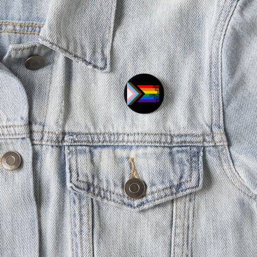 Everyone is Welcome Here (Progress Pride) Flag Button (Beispiel)