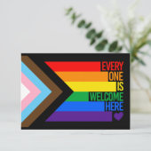 Everyone is Welcome Here (Progress Pride) Flag Einladung (Stehend Vorderseite)