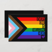 Everyone is Welcome Here (Progress Pride) Flag Einladung (Vorne/Hinten)