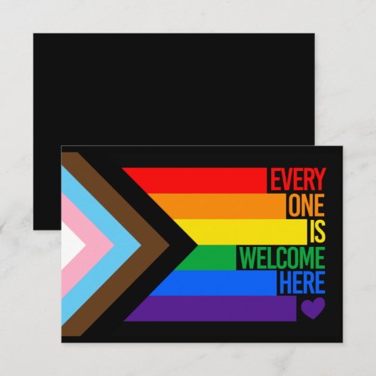 Everyone is Welcome Here (Progress Pride) Flag Einladung (Vorne/Hinten)
