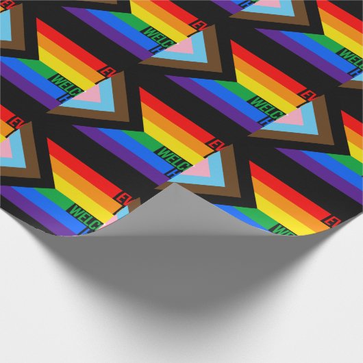 Everyone is Welcome Here (Progress Pride) Flag Geschenkpapier (Ecke)
