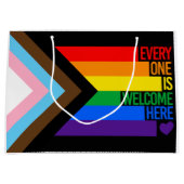 Everyone is Welcome Here (Progress Pride) Flag Große Geschenktüte (Vorderseite)