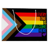 Everyone is Welcome Here (Progress Pride) Flag Große Geschenktüte (Rückseite)