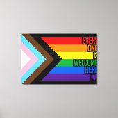 Everyone is Welcome Here (Progress Pride) Flag Leinwanddruck (Vorderseite)
