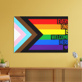 Everyone is Welcome Here (Progress Pride) Flag Leinwanddruck (Insitu (Wohnzimmer))