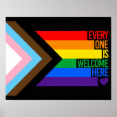 Everyone is Welcome Here (Progress Pride) Flag Poster (Vorne)