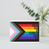 Everyone is Welcome Here (Progress Pride) Flag Postkarte (Stehend Vorderseite)