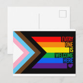 Everyone is Welcome Here (Progress Pride) Flag Postkarte (Vorne/Hinten)