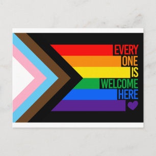 Everyone is Welcome Here (Progress Pride) Flag Postkarte