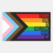 Everyone is Welcome Here (Progress Pride) Flag Rechteckiger Aufkleber (Vorderseite)