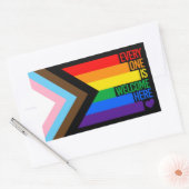 Everyone is Welcome Here (Progress Pride) Flag Rechteckiger Aufkleber (Umschlag)