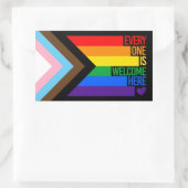 Everyone is Welcome Here (Progress Pride) Flag Rechteckiger Aufkleber (Tasche)