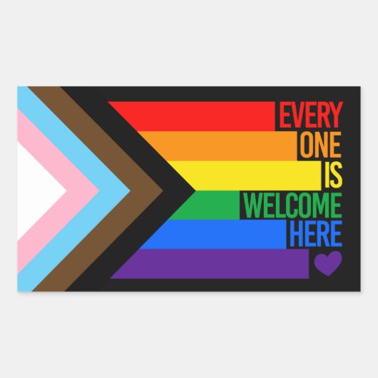 Everyone is Welcome Here (Progress Pride) Flag Rechteckiger Aufkleber (Vorderseite)